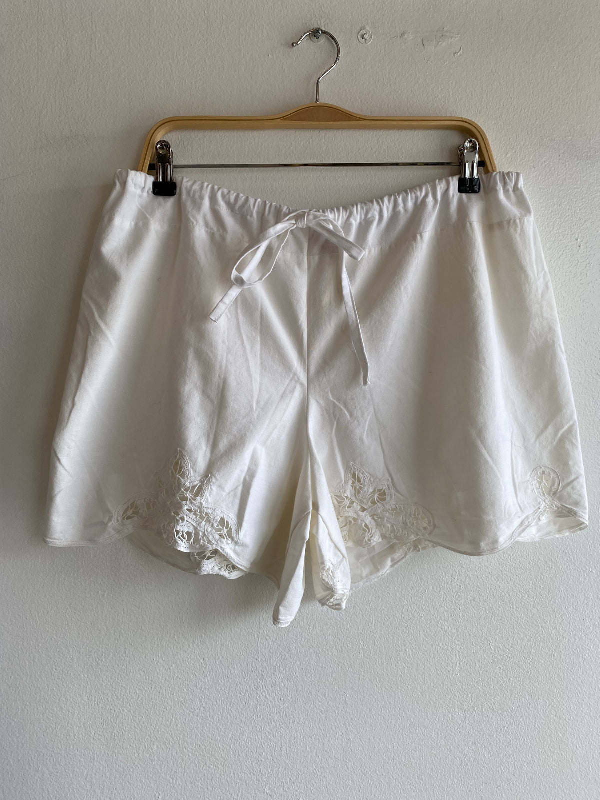 Handmade Vintage Tablecloth White Drawstring Bloomer Shorts