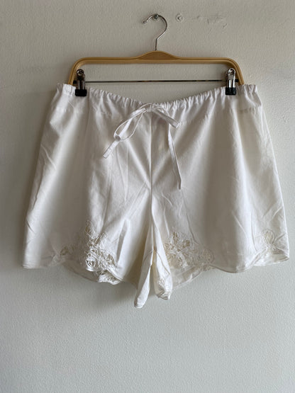 Handmade Vintage Tablecloth White Drawstring Bloomer Shorts