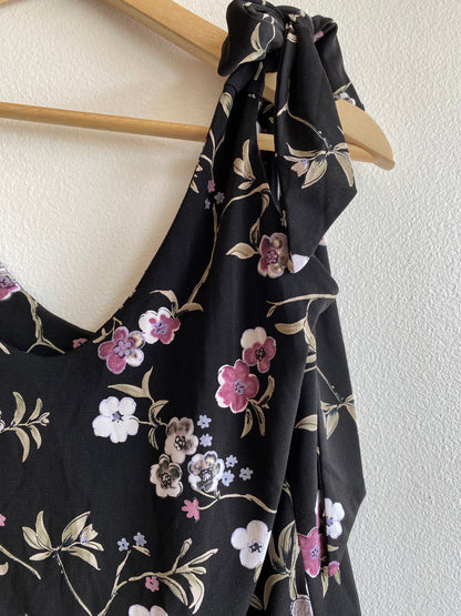 Vintage Y2K Guess Jeans Black & Purple Floral Tank Top