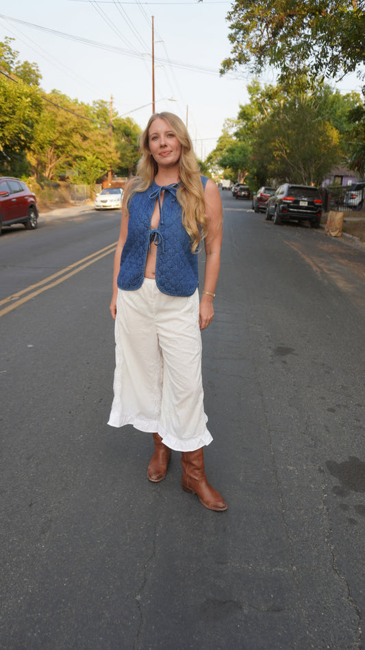 Handmade Vintage Wide Leg Eyelet Bloomers