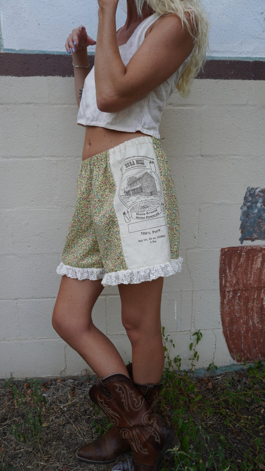 Handmade Vintage Yellow Floral / Nora Mill Feedsack Shorts