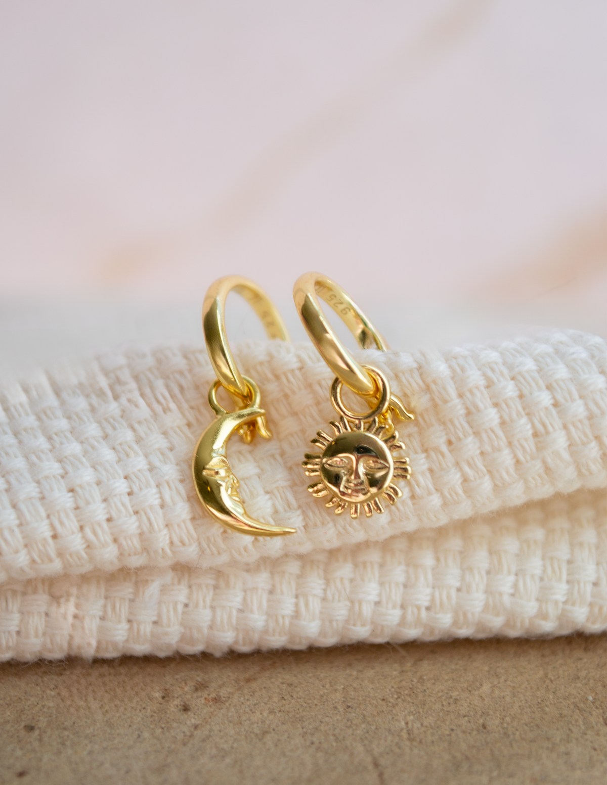 Sun & Moon Face Hoop Earrings *New Design*