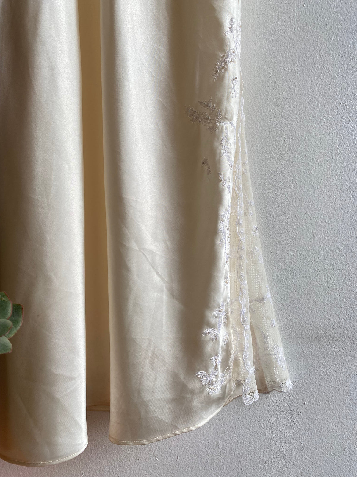 Vintage 90's White Satin and Lace Maxi Slip Dress - La Lovely Vintage 