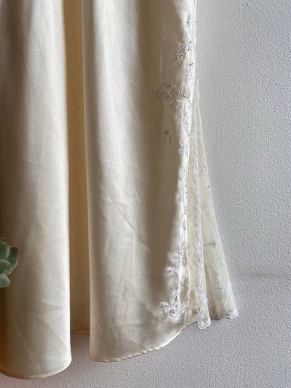 Vintage 90's White Satin and Lace Maxi Slip Dress - La Lovely Vintage 