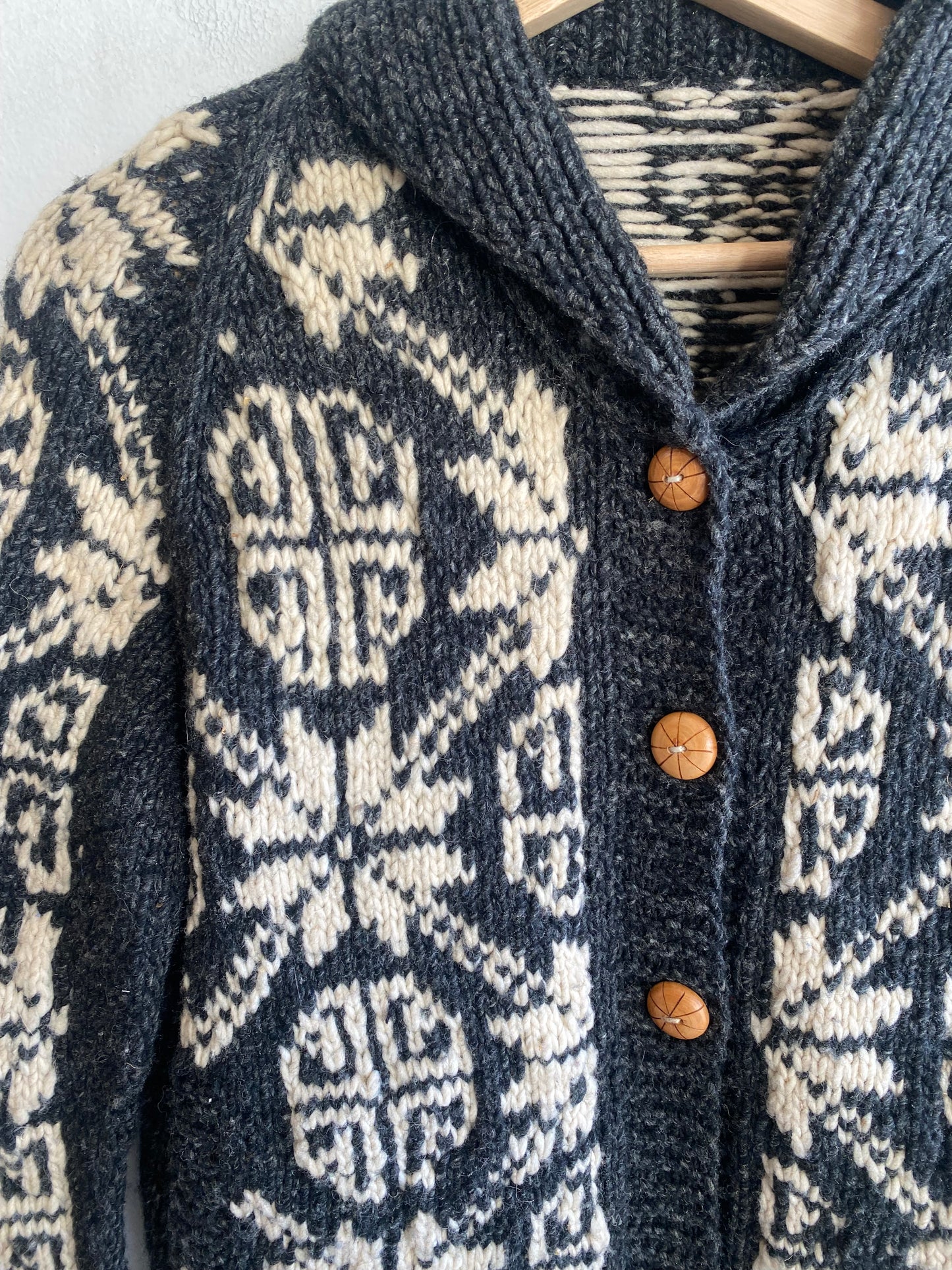Vintage 1970’s Knit Wool Shawl Collar Cardigan Sweater