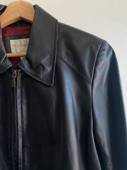 Vintage 90's Worthington Black Leather Jacket - La Lovely Vintage 
