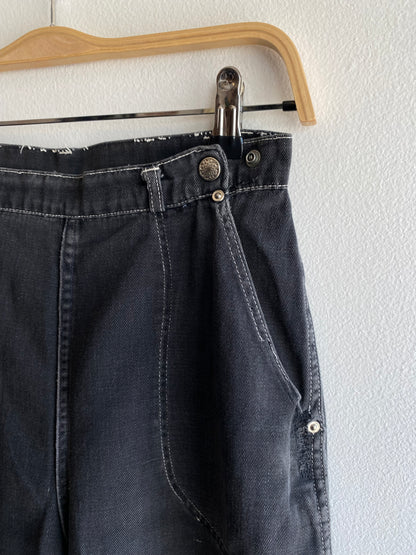 Vintage 1950’s Faded Black Twill Side Zip Trousers