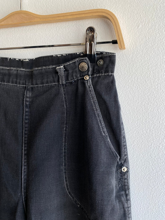 Vintage 1950’s Faded Black Twill Side Zip Trousers - La Lovely Vintage 