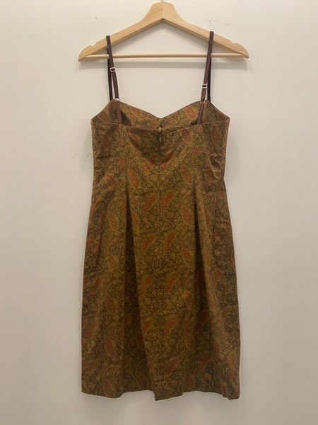 Vintage 90's Ralph Lauren Brown Paisley Mini Dress