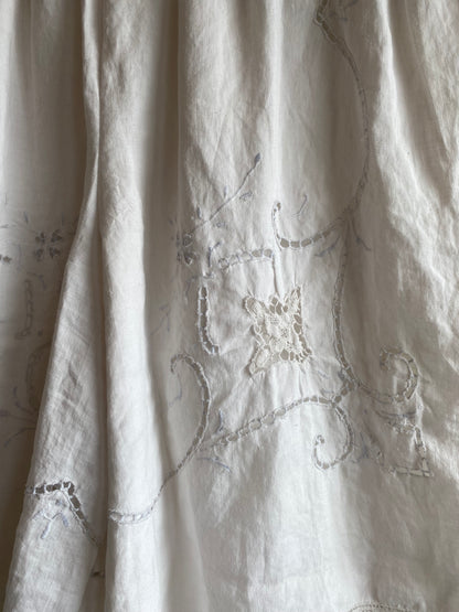 Handmade Vintage Tablecloth White Bermuda Shorts