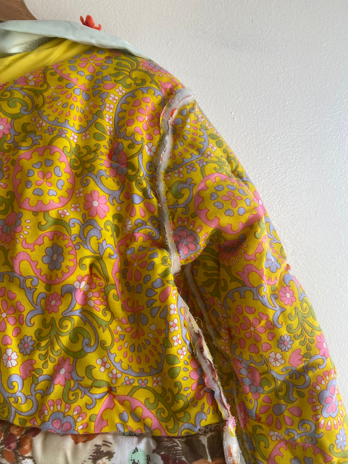 Vintage 70's Handmade Floral Quilt Pullover Jacket