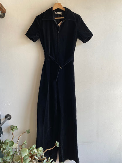 Vintage 70s black velvet jumpsuit - La Lovely Vintage 