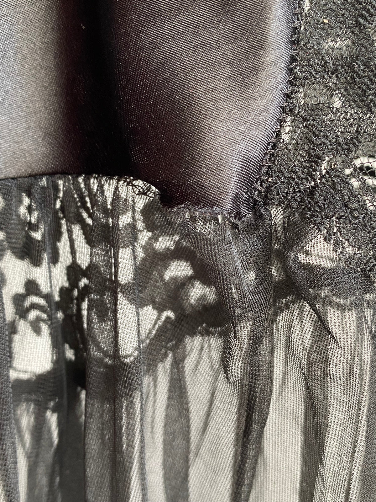 Vintage 90's Fredrick's of Hollywood Black Satin and Lace Slip