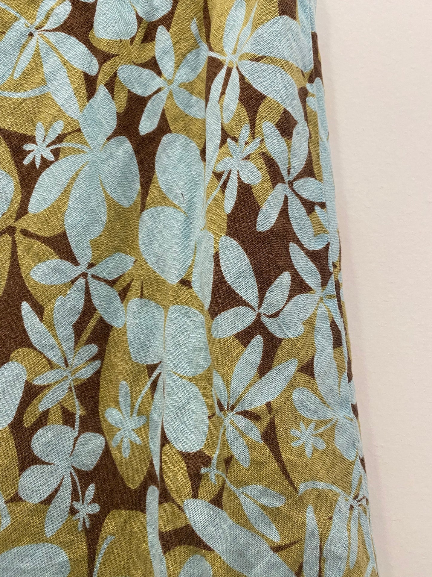 Vintage Y2K Teal and Brown Floral Mini Skirt - La Lovely Vintage 