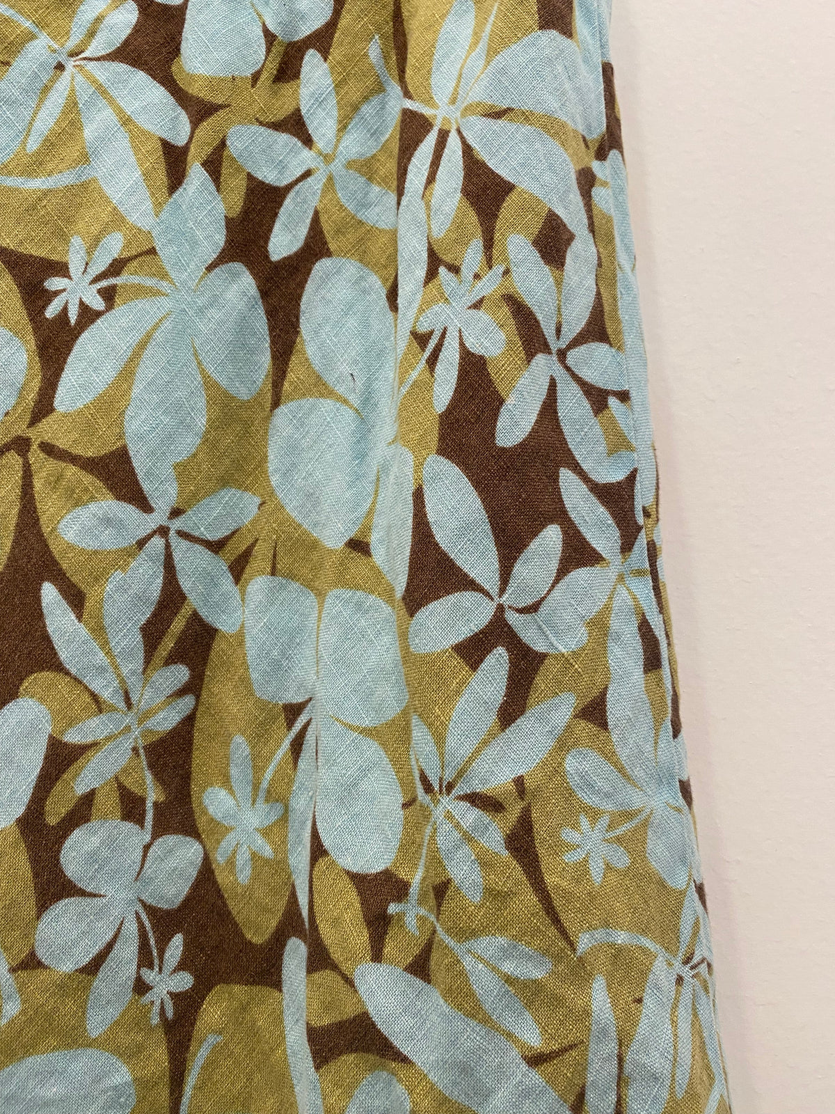Vintage Y2K Teal and Brown Floral Mini Skirt - La Lovely Vintage 