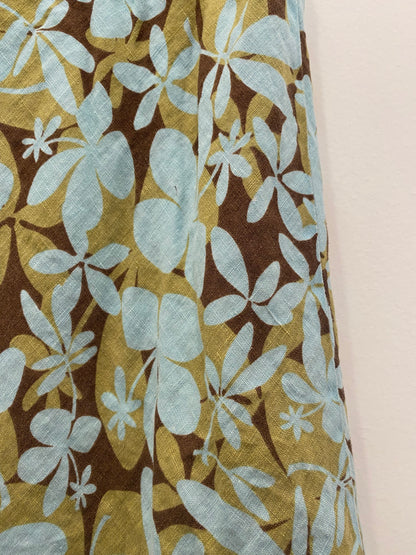 Vintage Y2K Teal and Brown Floral Mini Skirt - La Lovely Vintage 