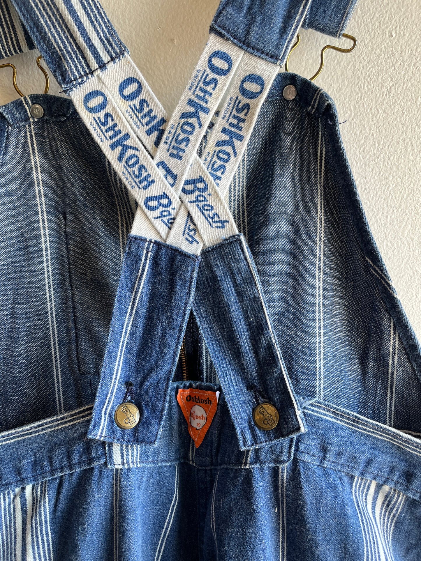 Vintage 1970’s Osh Kosh Striped Denim Low-Back Overalls