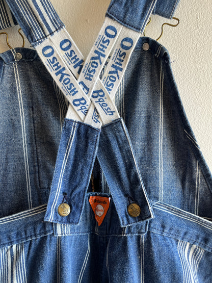 Vintage 1970’s Osh Kosh Striped Denim Low-Back Overalls