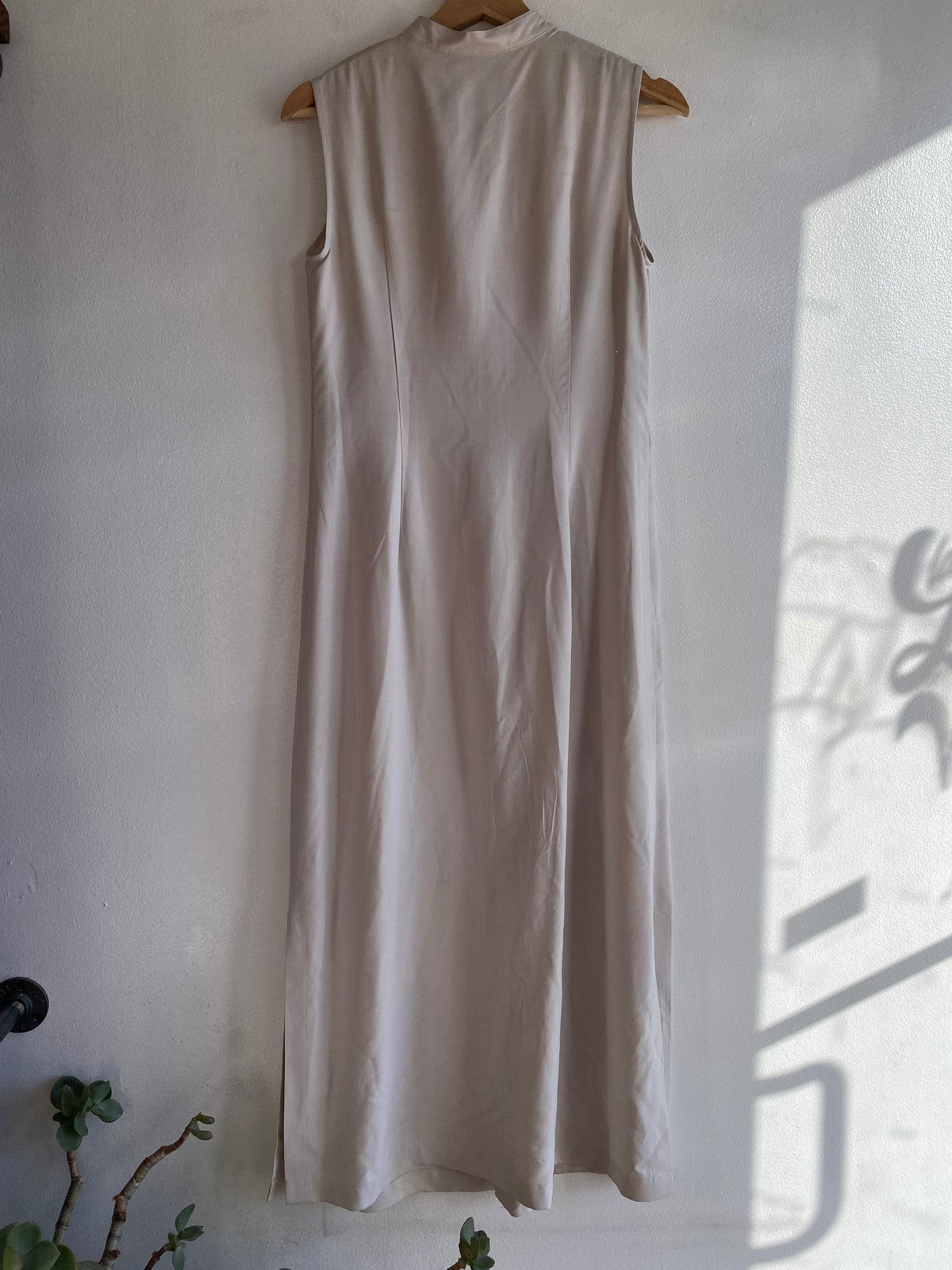 Vintage 90's Bone White Button-Down Silk Maxi Dress
