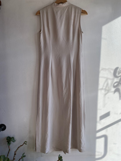 Vintage 90's Bone White Button-Down Silk Maxi Dress