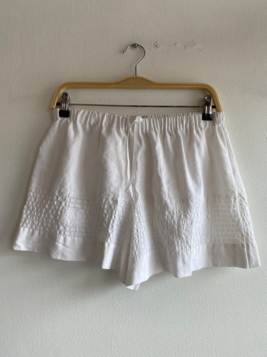 Handmade Vintage Floral Tablecloth White Drawstring  Bloomer Shorts