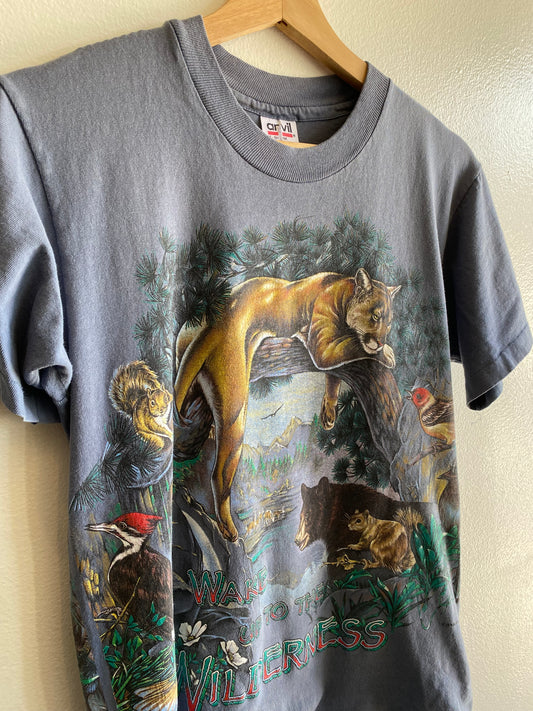 Vintage 1990's Forest Animals All Over Print T-Shirt