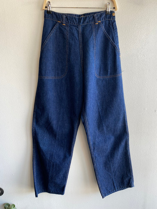 Vintage 1940/1950’s Crown One-Wash Denim Side Zip Jeans - La Lovely Vintage 