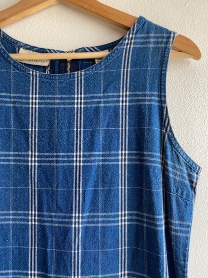 Vintage 90's Plaid Print Denim Maxi Dress