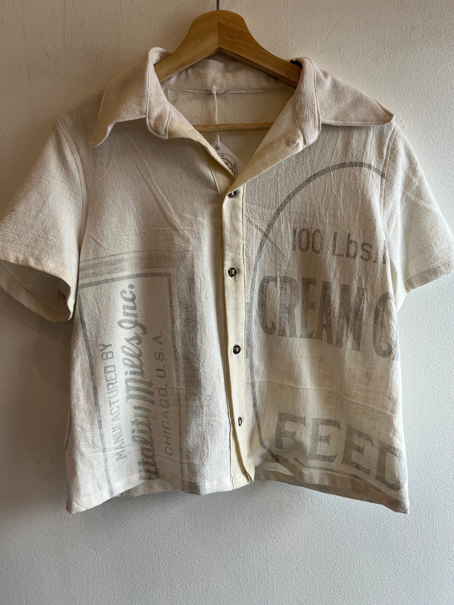 Trash Textiles - Handmade Antique Feedsack Button-Up Shirt