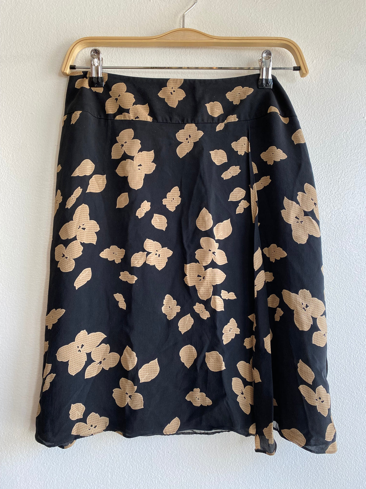 Vintage 90's Alfani Black and Brown Floral Midi Skirt - La Lovely Vintage 