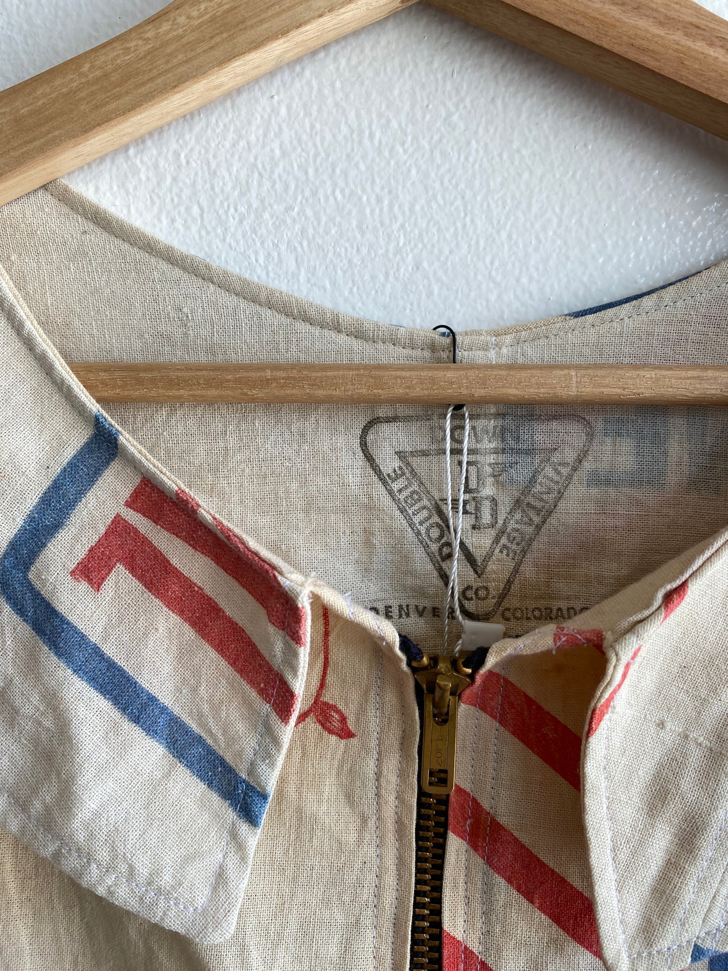Double Down Vintage - Handmade Zip-Up Feed Sack Jacket