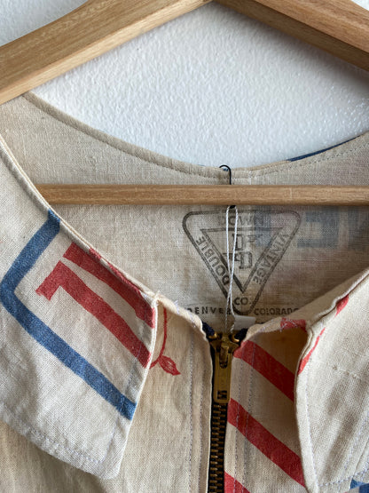 Double Down Vintage - Handmade Zip-Up Feed Sack Jacket