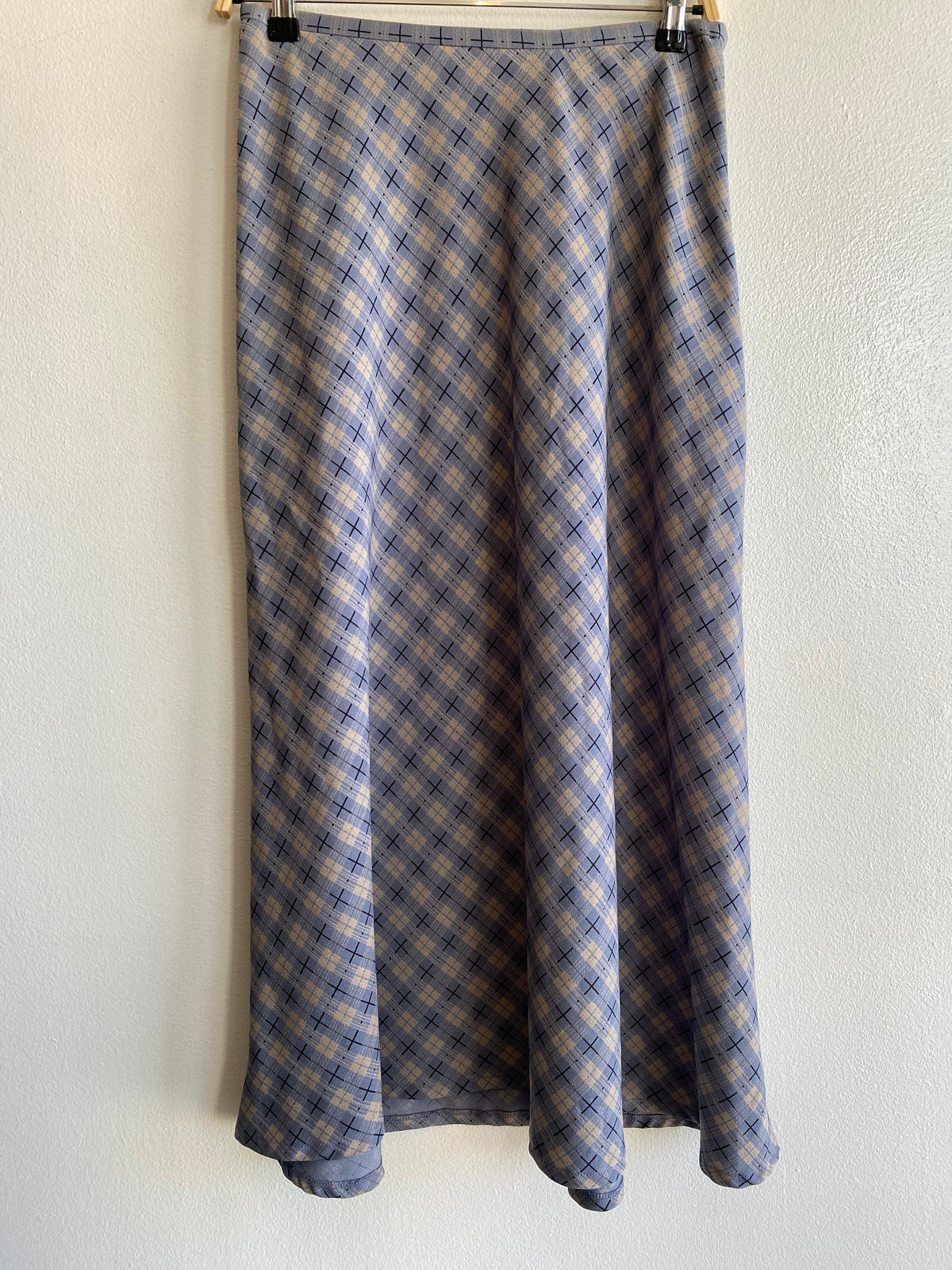 Vintage 90's Norton McNaughton Blue Plaid Midi Skirt