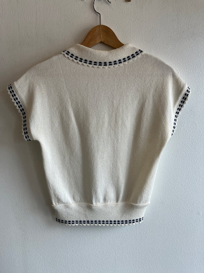 Vintage 1970’s Short Sleeve Tie-Front Sweater