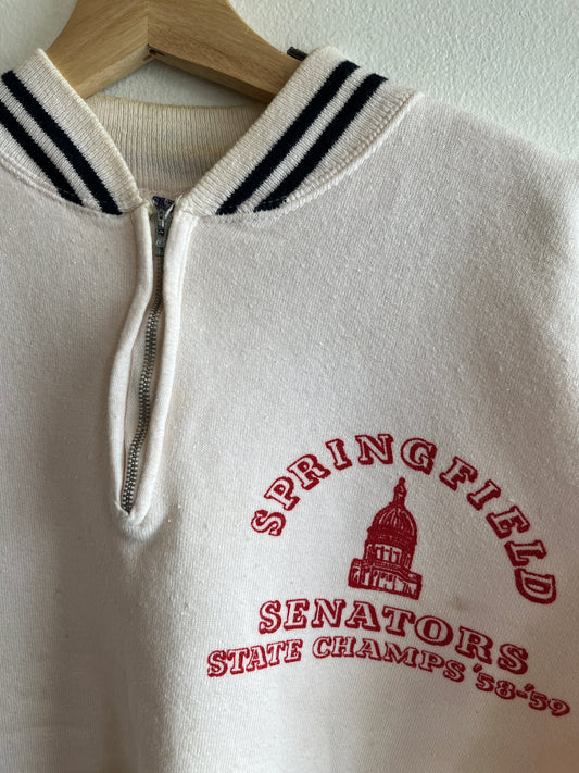 Vintage 1950’s Springfield Senators Quarter Zip Cotton Sweatshirt