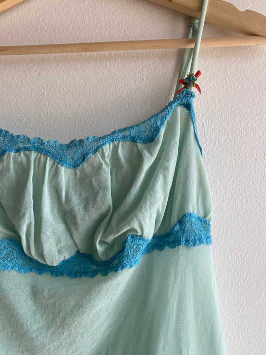 Vintage Y2K Victoria's Secret Angels Aqua Mesh Cami - La Lovely Vintage 