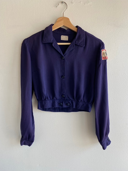 Vintage 1950/60’s Cropped Rayon Button-Up Shirt - La Lovely Vintage 