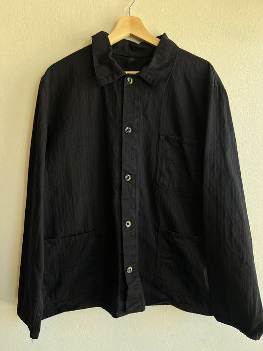 Vintage 1960’s Black Herringbone Twill French Chore Coat