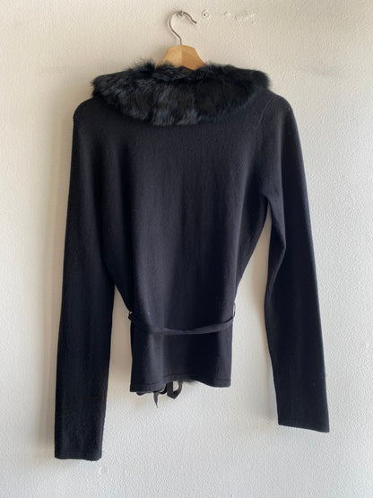 Vintage Y2K black trim cardigan - La Lovely Vintage 