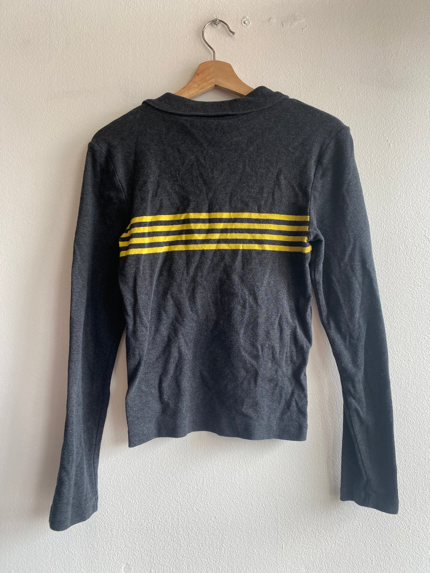 Vintage 90's Ralph Lauren Charcoal and Yellow Polo Rugby Shirt
