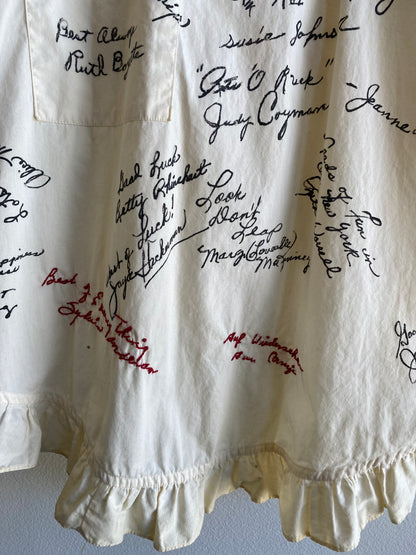 Vintage 1960’s Tie-Back Autographed Apron Blouse