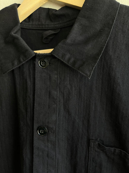 Vintage 1960’s Black Herringbone Twill French Chore Coat