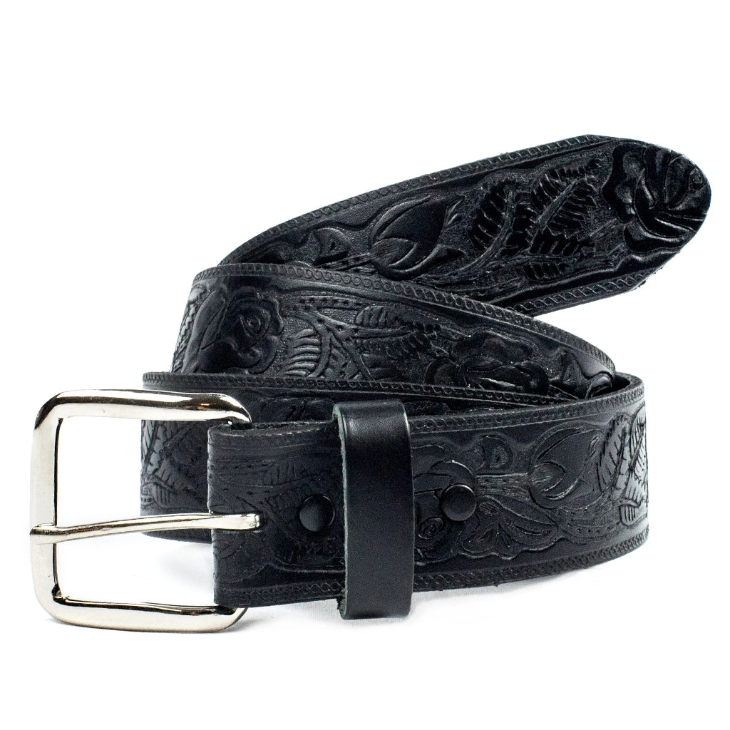 Legacy Leather Goods - Full Grain Tooled Leather Belt - La Lovely Vintage 