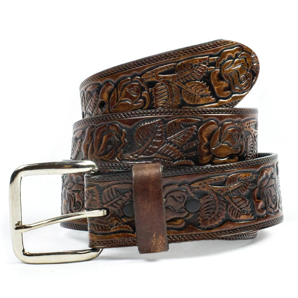 Legacy Leather Goods - Full Grain Tooled Leather Belt - La Lovely Vintage 