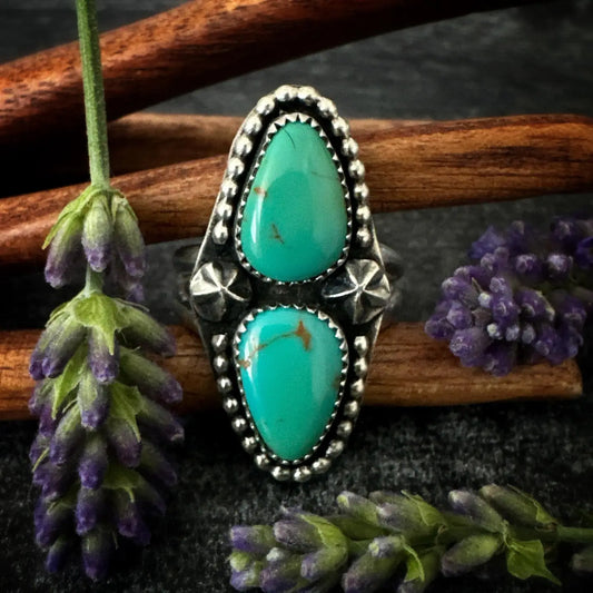 Oaktownwendy - Sonoran Gem Turquoise Two-Stone - La Lovely Vintage 