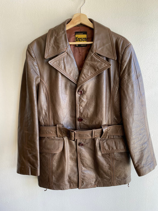Vintage 1960/70’s Cresco Belted Leather Coat