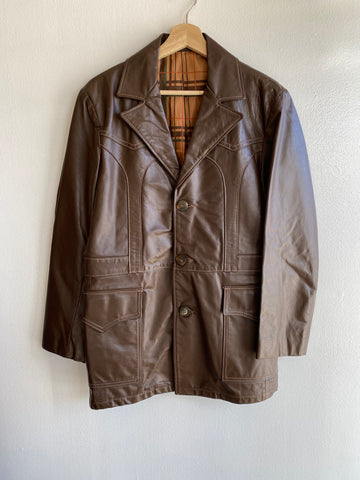 Vintage 1960/70’s Satin-Lined Leather Blazer Jacket