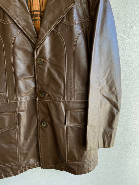 Vintage 1960/70’s Satin-Lined Leather Blazer Jacket