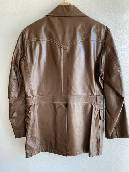 Vintage 1960/70’s Satin-Lined Leather Blazer Jacket