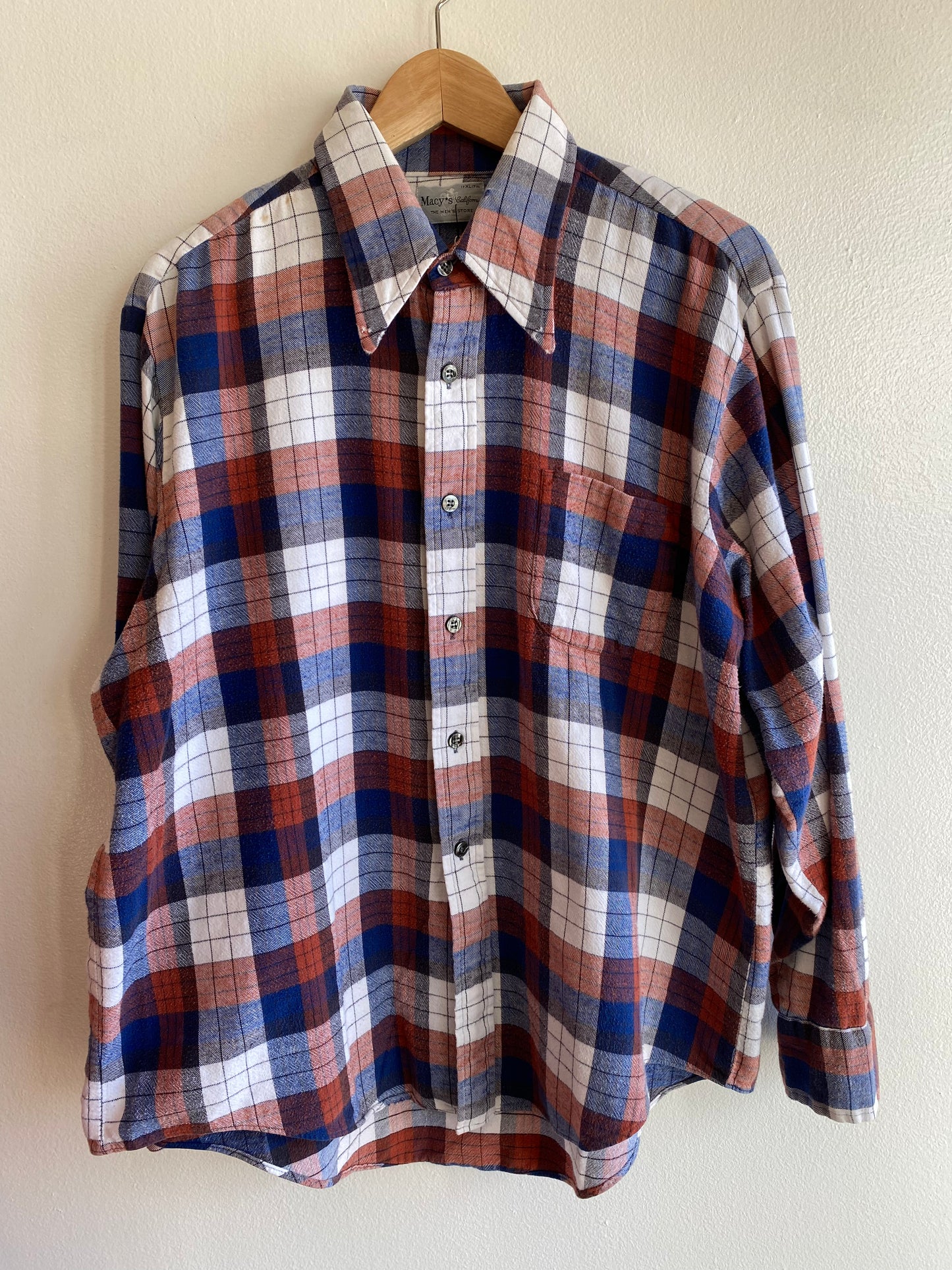 Vintage 1960/70’s Macy’s of California Cotton Flannel Button-Up Shirt